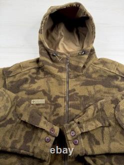 Veste en laine Columbia Gallatin Range vintage, camouflage marron, fermeture éclair intégrale, chasse, homme, 2XL