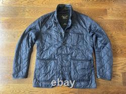 Veste/ manteau en cuir Barbour pour homme grande taille/l en navy matelassé doublé Land Rover rare