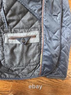 Veste/ manteau en cuir Barbour pour homme grande taille/l en navy matelassé doublé Land Rover rare