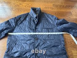 Veste/ manteau en cuir Barbour pour homme grande taille/l en navy matelassé doublé Land Rover rare