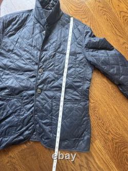 Veste/ manteau en cuir Barbour pour homme grande taille/l en navy matelassé doublé Land Rover rare