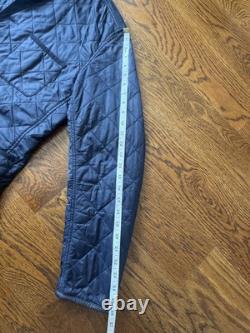 Veste/ manteau en cuir Barbour pour homme grande taille/l en navy matelassé doublé Land Rover rare