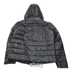Veste matelassée à capuche en cuir Techno Moto Smart Range pour homme L/XL noire