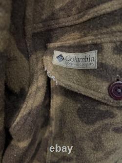 Veste vintage Columbia Gallatin Range Homme XL Marron Camouflage Mélange de Laine Années 90