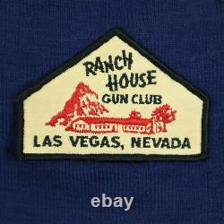 Vtg 40s 50s Range Jacket S/m Knit Leather Pad / Trim Ranch House Gun Club Bleu
