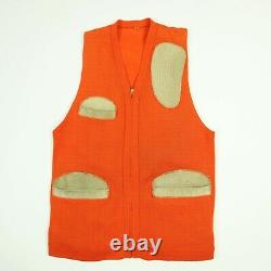 Vtg 40s 50s Range Vest Small Knit Pad En Cuir / Trim Hunter Orange Heritage