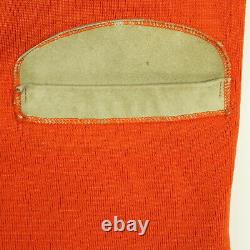 Vtg 40s 50s Range Vest Small Knit Pad En Cuir / Trim Hunter Orange Heritage