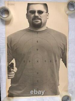 Vtg Shooting Range Cible American Paper Poster 80s Man Sunglasses Man Cave